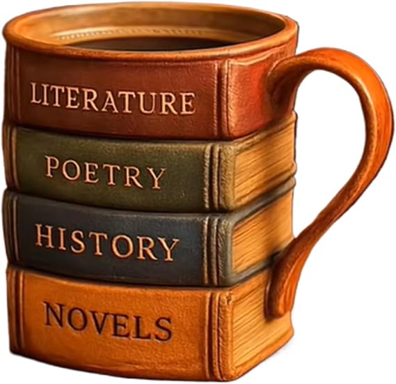 Painted Book Mug, Stack Shaped Coffee Cup With Handle, Books Coffee Mug For Book Lovers Friends, Heat-resistant Tea Cup For Women Men Novelty Painted Reading Books Cups For Literature Lovers