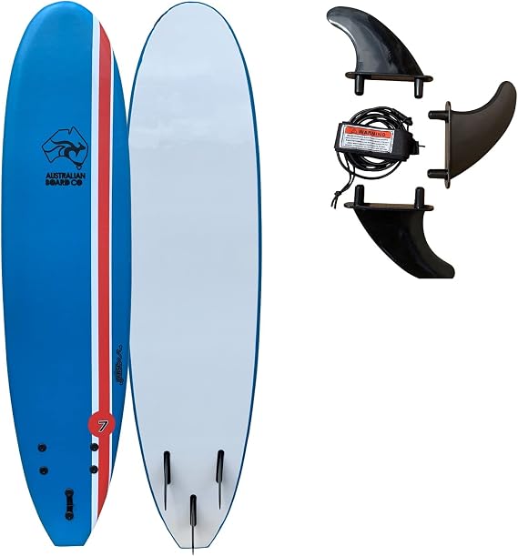 7 ft Australian Board Co Pulse Soft Foamie Beginner Surfboard / Kids, Adults / Quality Leash and Fins Included