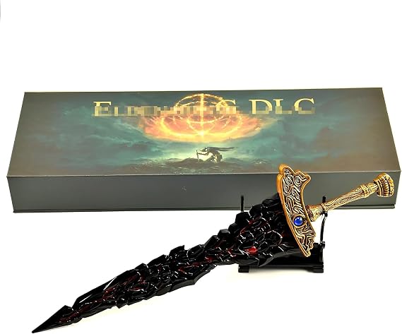 Eldens Rings Maliketh's Black Blade 11.8In/30cm All-Metal Collectible Sword with Display Stand Gift Box Game-Themed Desk Decor for Gamers [Energy Class A]