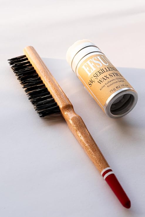 Efsun Wax Stick ve Profesyonel Topuz Fırçası, Saç Sabitleyici, Besleyici Saç Waxı ve Topuz Fırçası,Bebek Saç Sabitleyici Wax