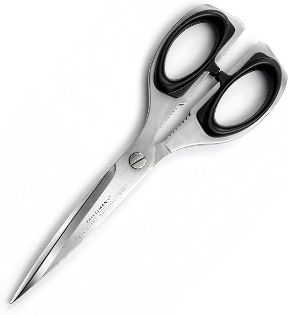Fackelmann Multi-Purpose Kitchen Scissors, Universal Scissors, Single Scissors, Professional Stainless Steel Kitchen Scissors, Ergonomic Non-Slip Handle, Black, 21 cm, 1 pc