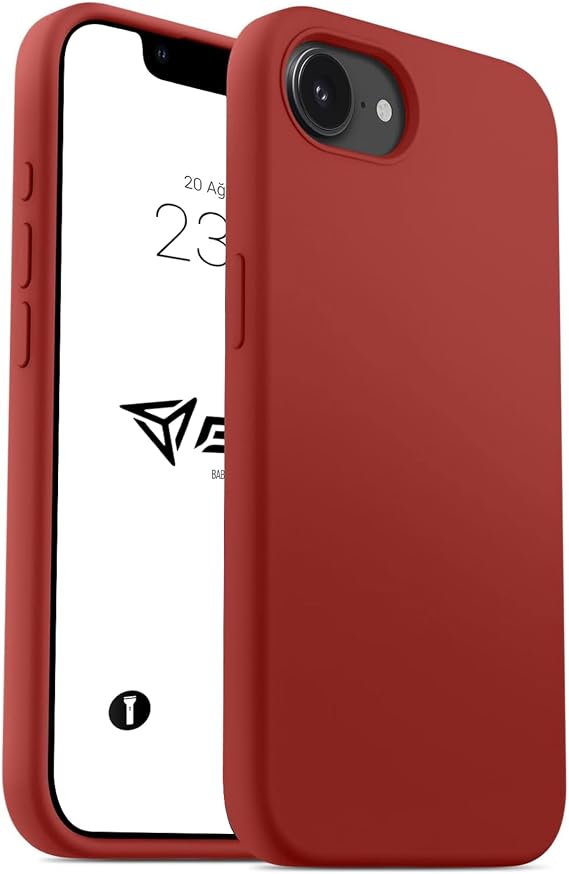 Babilden iPhone 17E / 16E İle Uyumlu Kılıf İnce Ve Dayanıklı Sıvı Silikon 3 Katmanlı Tam Kaplamalı Şık Yumuşak Jel Hissi Yüksek Kalite Kauçuk Telefon Kılıfı (Sönük Kırmızı)