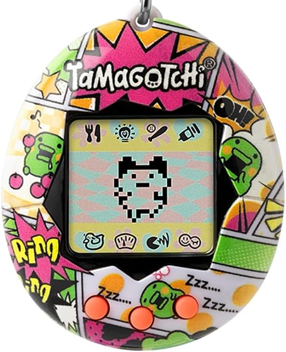 Bandai Tamagotchi Original Kuchipatchi Comic Book Shell | Tamagotchi Original Cyber Pet 90s Adults and Kids Toy with Chain | Retro Virtual Pets are Great Boys and Girls Toys or Gifts for Ages 8+