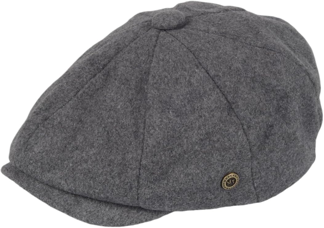 MERCAN TOPTAN Kışlık Yün 8 Parca Düz Renk Model Peaky Blinders Kasket Şapka (Gri, standart)