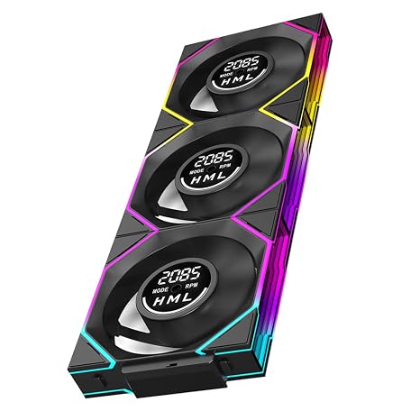Jungle Leopard Interstellar V4 120mm Case Fan|Computer Cooling PC ARGB CPU Cooler Daisy Chain Fan|Three-Mode Digital Display|Infinity Mirror Design|600-2100 4Pin PWM Control(Black-3Pack)