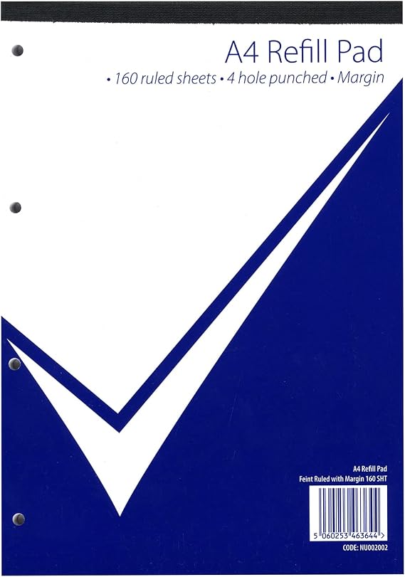 Nu Notebooks - Office Range - A4 Refill Pad - A4 Notebook - Stationery Notebooks - Writing Pad - 160 Pages, White