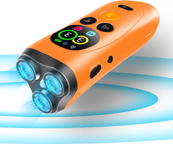 Ultrasonic Bark Control Device for Dogs - 3 in 1 Dog Training Aid with 3 Adjustable Levels, 50ft Range, LED Strobe & Flashlight - Stop Barking, Safe & Humane Pet Corrector
