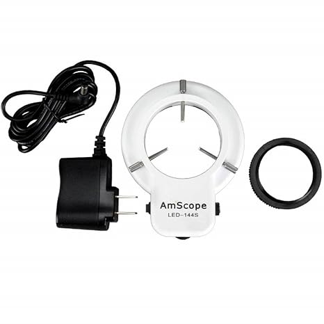 AmScope 144 LED Adjustable Compact Microscope Ring Light + Adapter
