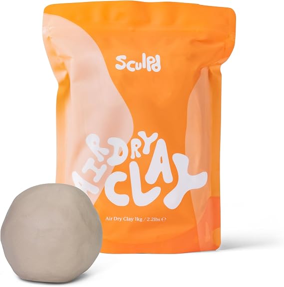 Sculpd Premium Air Dry Clay, Pottery Clay Bag for Adults, Soft Modelling Clay, Self-Hardening Clay Suitable for Arts & Craft Projects, Pottery for Beginners – 1kg Clay Bag