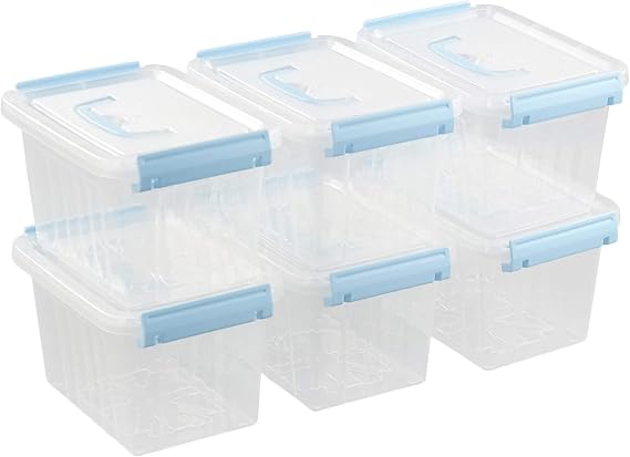 Stackable Storage Container with Lid, Plastic Storage Boxes Set of 6 (3 liter)