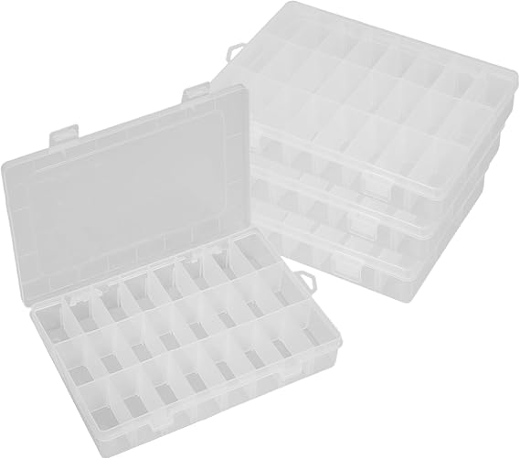 Bead Organiser Storage Box, 4PCS 24 Grids Small Compartment Craft Case