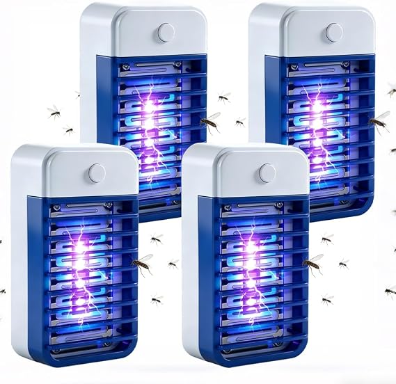 Bug Zapper Indoor 4pcs, Fly Zapper Electric Indoor UK with UV Lamps for Living Room, Home, Kitchen, Bedroom, Mosquito Killer Lamp, Electric Mosquito Zappers, Insect Pest Fly Killer Electric