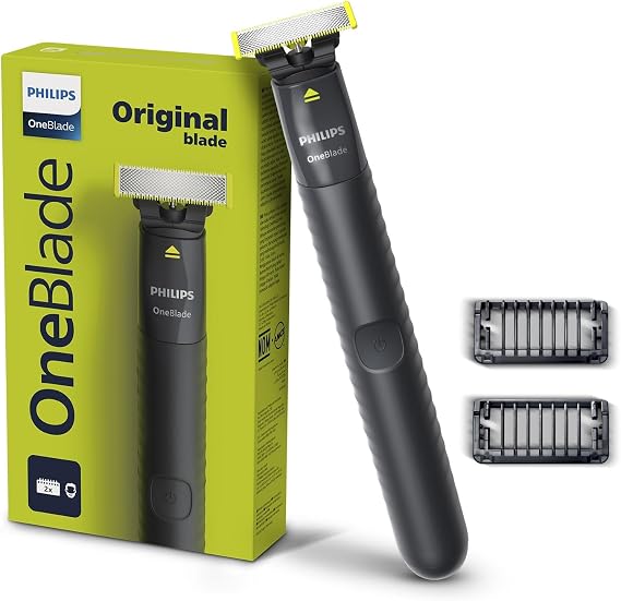 Philips OneBlade Hybrid Trimmer and Shaver with Dual Protection Technology for No Nicks and Cuts as Blade Never Touches Skin (New Model) QP1424/10