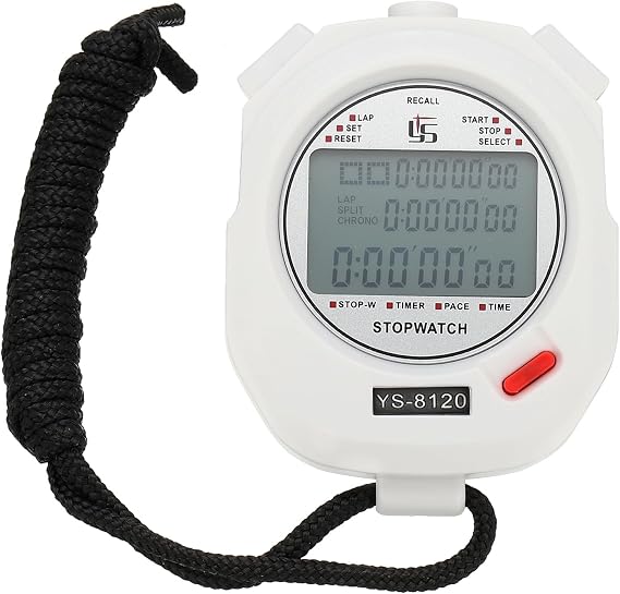 PATIKIL Sport Stopwatch Timer 120 Lap Memory, 0.01 Second Timing Stops Watch Alarm Clock for Coach Referee Swimming Running White