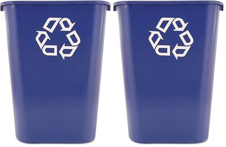 Rubbermaid Commercial Products Recycling Wastebasket 39 L, Blue, FG295773BLUE (Pack of 2)