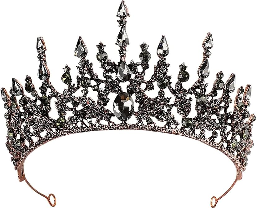Crowns for Women - Black Gothic Crowns for Girls - Vintage Baroque Queen for Wedding Pageant Prom Headpieces