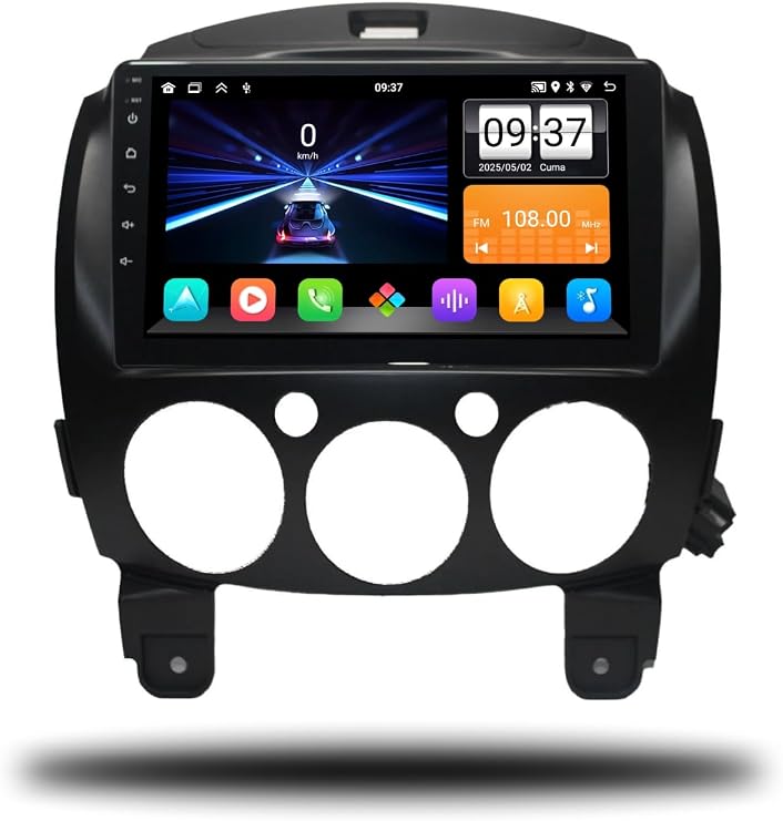 Mazda 2 2009-2013 Uyumlu Multimedya CarPlay & Android Auto | Geri Görüş Kamerası Hediye 6GB 8 CORE