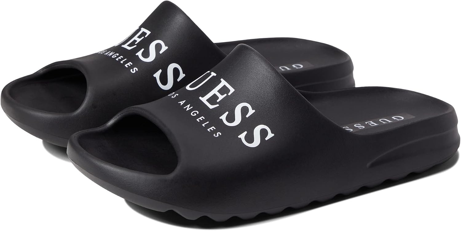 Guess Mens OLLEN Slide Sandal, Black, 11