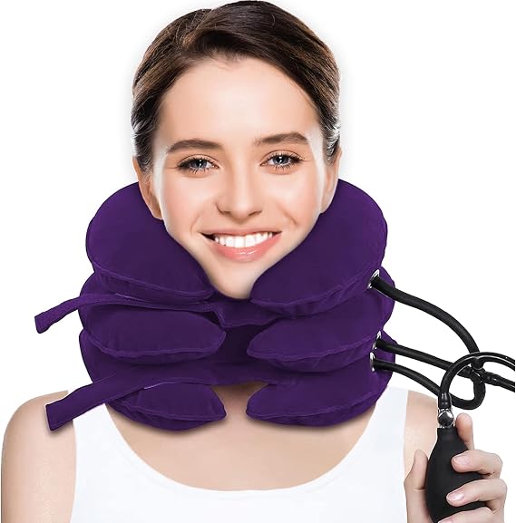 Cervical Traction Device for Neck Pain Relief, Adjustable Inflatable Neck Stretcher Neck Support, Neck Traction Device for Use of Neck Decompression and Neck Tension