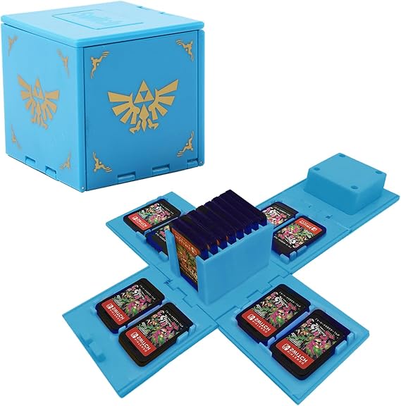 Switch Game Card Case for 16 Games – Compact Storage Box with One-Touch Pop-Up – Shockproof Travel Holder for Switch Cartridges (A5)
