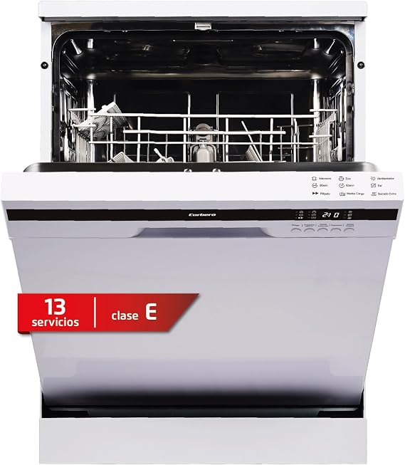Corberó – Dishwasher Plus 60 cm | CLVG656W | 13 Cutlery | 5 Programs | 4 Temperatures | LED Display | Half Load | Extra Drying Function | Delayed Start | Compatible with 3 in 1 Tablets | White [Energy Class E]