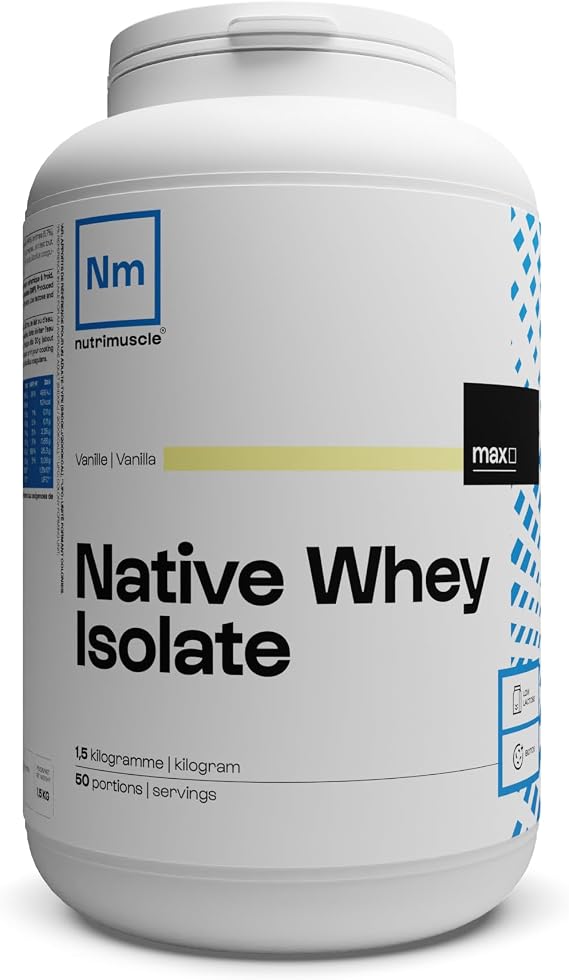 100% Pure Native Whey Isolate | Extra Protein Powder (90%) • French Milk • Muscle Building • Bodybuilding | Nutrimuscle | Natural Vanilla Aroma - 1.5 kg