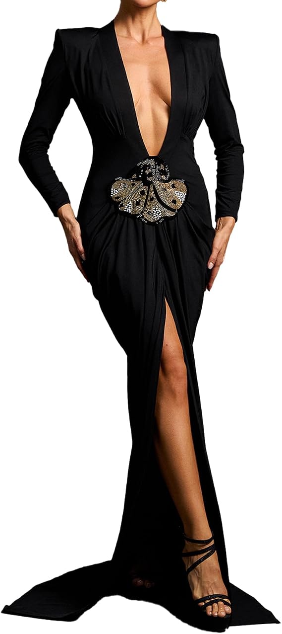 BELLA BARNETT Black Ruched Dress