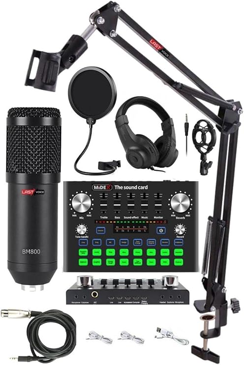Lastvoice BM800 Live Plus Head Set Efektli Ses Kartı Mikrofon Kulaklık Stand Kayıt Canlı Yayın (PC ve Telefon)