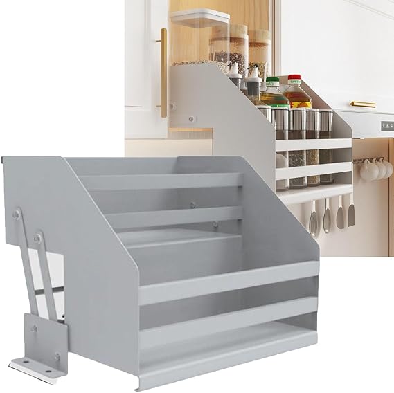 2-Tier Pull-Down Cabinet Organizer - Heavy Duty Kitchen Shelf System for Upper Cabinets and Appliance Lift