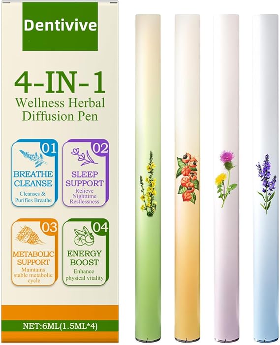 Herbal Oral Sticks, 100% Tobacco-Free & Nicotine-Free Natural Support, Refreshing Mint Flavored Air Sticks-4 Stick