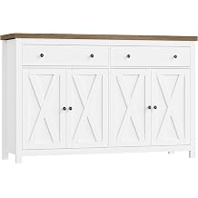 FOTOSOK Sideboard Buffet Cabinet with Storage, 55" Large Kitchen Storage Cabinet with 2 Drawers and 4 Doors, Wood Coffee Bar Cabinet Buffet Table Entryway Console Cabinet for Kitchen Dining Room