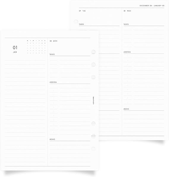 Cloth & Paper 2027 Dated Daily Planner Inserts | Monday Start | A5 Planner Refill | Two Days Per Page Layout | Monthly Covers, Notes Pages, Holidays & Observances, Year At A Glance | 270 Pages