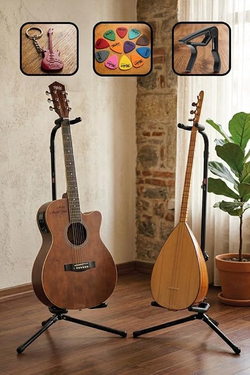 Lastvoice Gtr-01X 2Lİ SET Enstrüman Bağlama Gitar Standı Sehpası + 10 Pena)