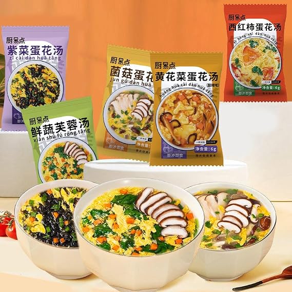 Konjac vermicelli soup,Freeze-dried vegetable soup,healthy nutritious breakfast,vegan,instant meal replacement,Instant Meals & Sides,delicious Chinese snack gifts (Mixed vegetable soup,10 packs)