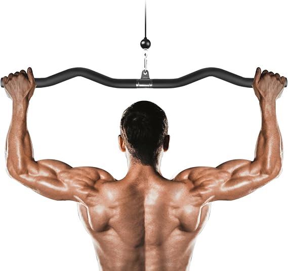 Fitness LAT Pulldown Bar, Gym Cable Machine Attachment LAT Bar, Curl Bar Tricep Press Down Bar Back Arm Muscle Building Strength Workout