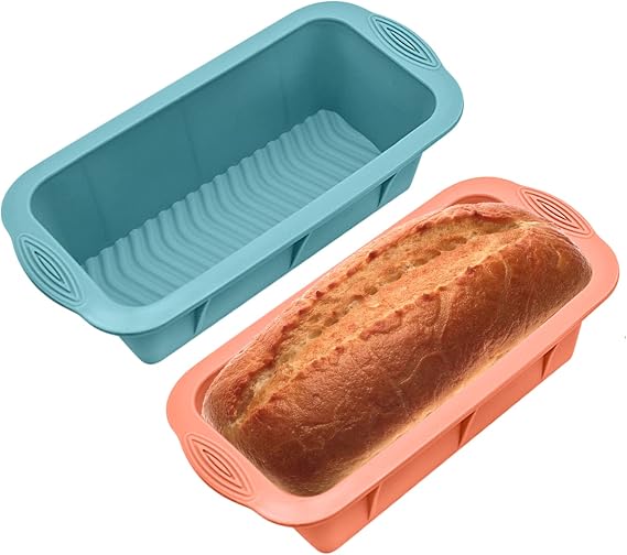 2 Pieces Silicone Baking Moulds, Toast Baking Mould, Rectangular Non-Stick Silicone Cake Mould for Baking Cakes, Bread - 25 x 13.2 x 7 cm