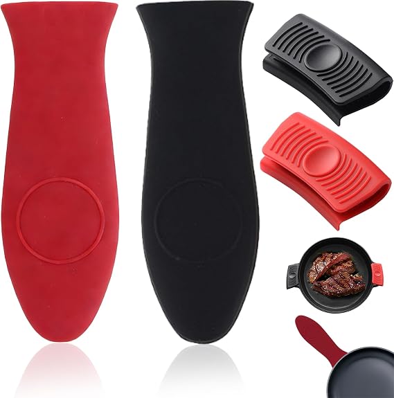 4 Pack Silicone Hot Handle Holder, Heat Resistant Pot Handle Cover ﻿