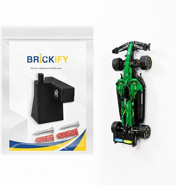 Wall Mount Bracket Compatible with LEGO Technic Aston Martin AMR25 F1 42240 – UK Made - Car Not Included – Hardware Included
