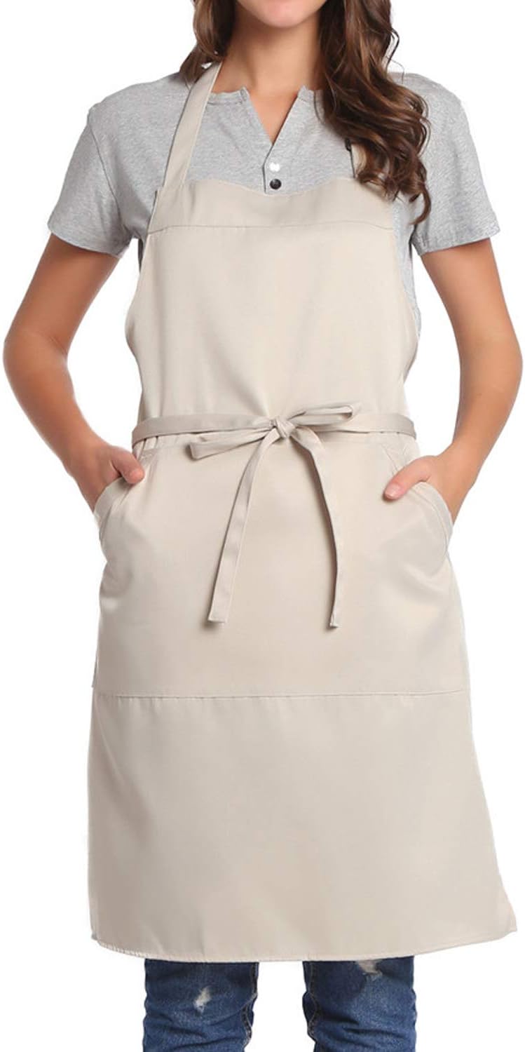 BIGHAS Adjustable Bib Apron with Long Ties for Women Men 18 Colors Chef Kitchen Cooking