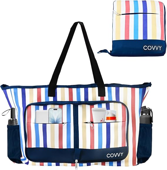 Beach Bag, Extra Large Women Tote Bag with Zipper Closure, Waterproof Phone Case,Bottle Opener, Multiple Pockets, Water Resistant Sandproof Foldable Lightweight Shoulder Bag for Vacation,Travel