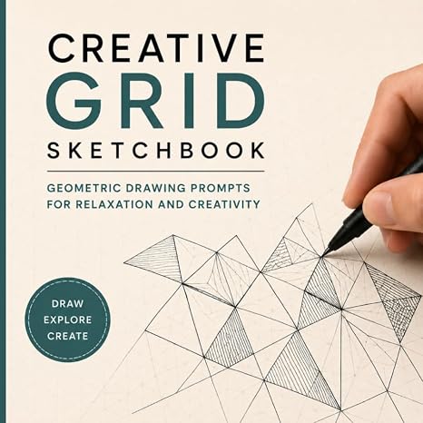 Creative Grid Sketchbook: Geometric Drawing Prompts for Relaxation and Creativity