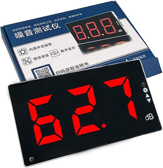 Digital Sound Level Meter Decibel Meter Wall Mounted Sound Level Meter 30dB to 130dB Professional Noise Monitoring Tester with Audible Visual Alarm for Indoor/Outdoor Uses