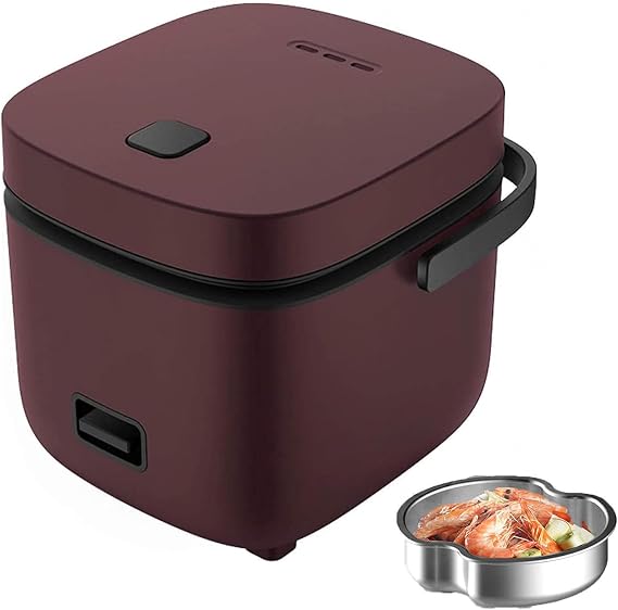 Rice Cooker Small Mini for 1 Chef Master Rice Cooker 2 cup Multifunction Cooker For Apartment,Brown