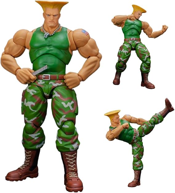 Guile Figure 19CM Super Action Statue Standing Pose Movable Joints Game Character Model with Accessories Collectible Desktop Ornaments