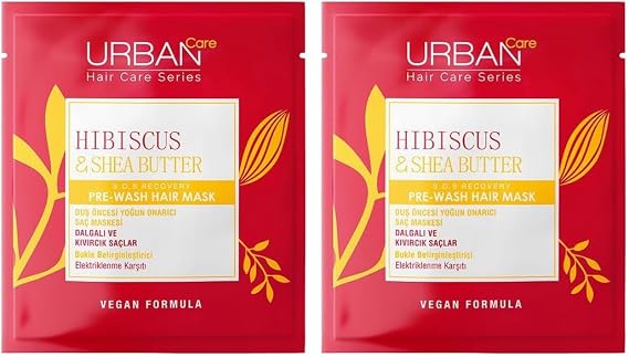 URBAN Care Twisted Curls Hibiscus & Shea Butter Kıvırcık ve Dalgalı Saçlara Özel Duş Öncesi Saç Bakım Maskesi 50 ml- Vegan 2li paket