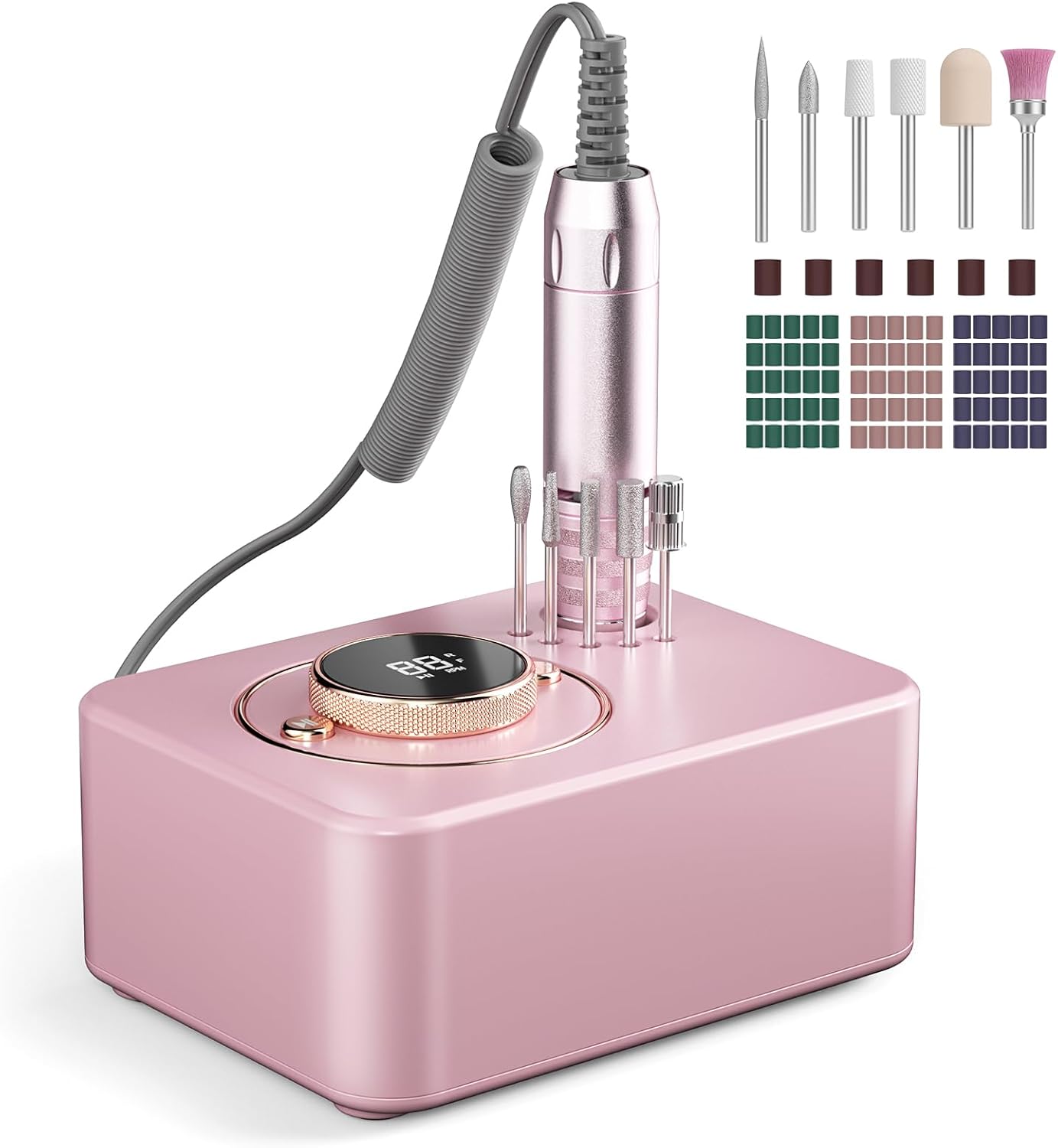 Professional Electric Nail Drill - 35000RPM Nail Files for Acrylic Gel Nails, Nail Drill Kits with 11 Bits, Salon-Grade Efile Nail Machine 35 Gear Levels F/R Rotation Direction