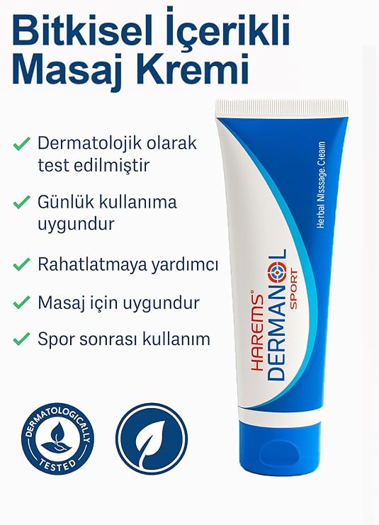 HAREM'S Dermanol Sport, 16 Bitkili Spor Sonrası Rahatlatıcı Masaj Kremi, 100 ml