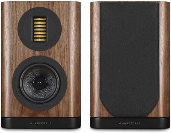 Wharfedale EVO 5.1 Bookshelf Speakers (Pair) – 5″ Woven Kevlar Woofer, 35 × 70 mm AMT Tweeter, Bass‑Reflex, Walnut (Walnut)