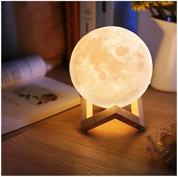 3 Boyutlu LED Işıklı Şarj Edilebilir Ay Küresi Ayaklı Gece Lambası 15 Cm