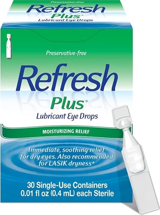 Refresh Plus Lubricant Eye Drops, 30 Single-Use Containers, 0.01 fl oz Each Sterile 30 EA